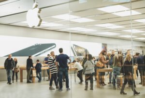 People standing in an Apple store